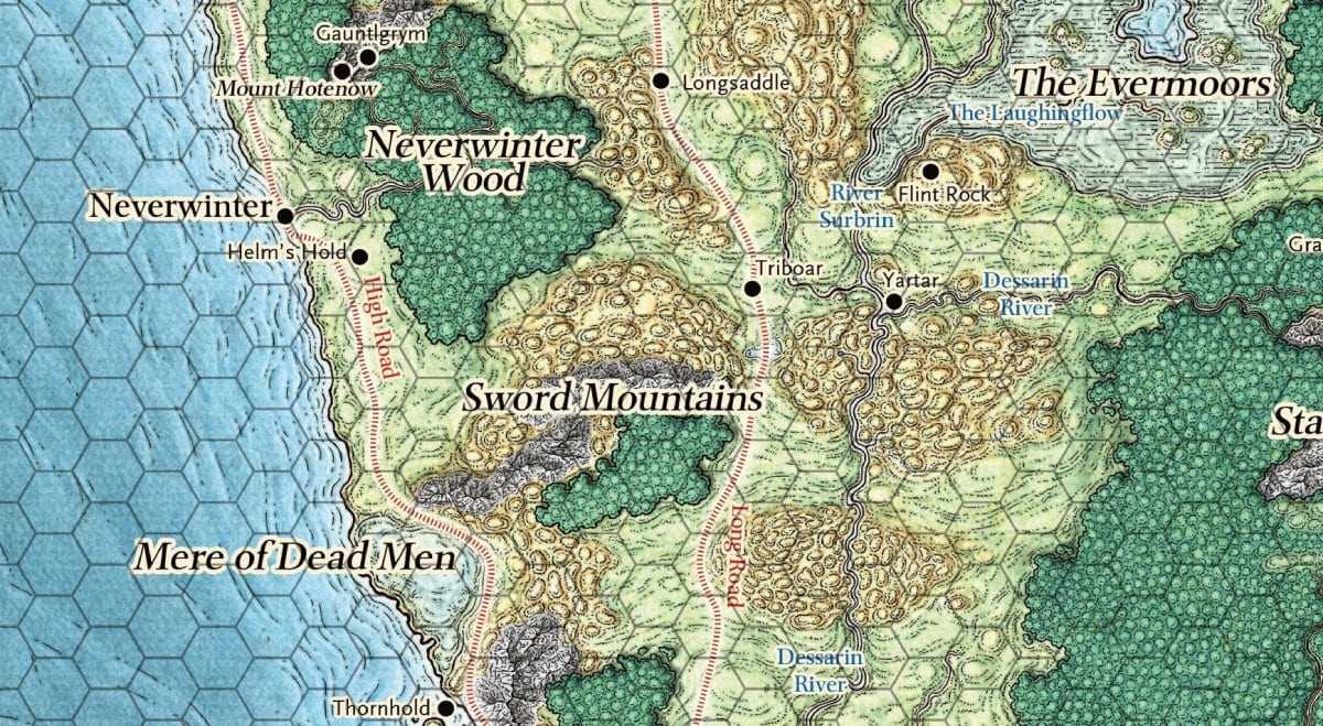 Майк Шли, главный картограф 5-й редакции D&D. Фрагмент его карты Побережья мечей